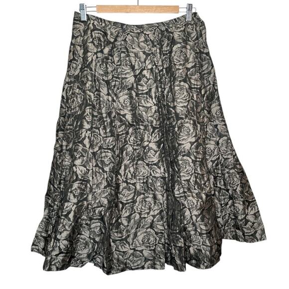 Tracy Reese Black Metallic Floral Print Taffeta Tulle Sz 8 Party Cocktail Event - Picture 1 of 5